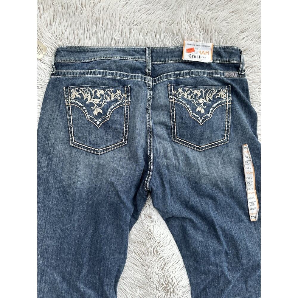 New CRUEL Size 34/17L Hannah Boot Cut Jeans 34” Long Inseam Embroidered Cowgirl